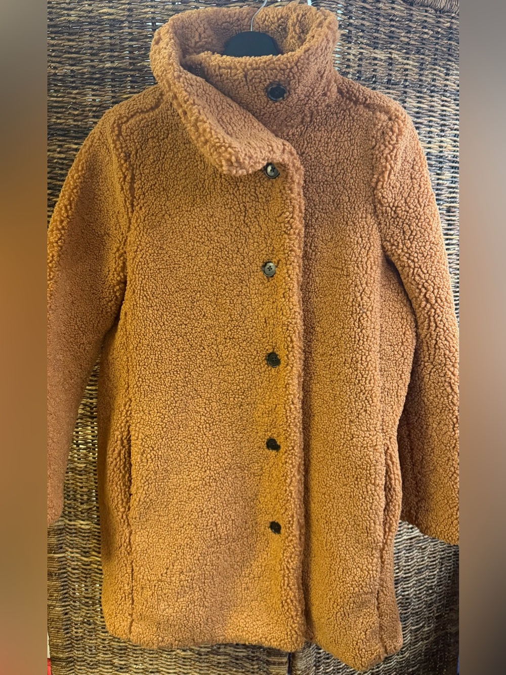 J. Crew-Villa Coat Teddy Sherpa Mid Length Adobe Clay Brown, Size:6